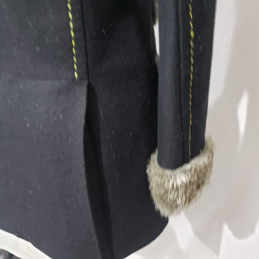 BKE Black Double Breasted Pea Coat Faux Fur S - Picture 8 of 12